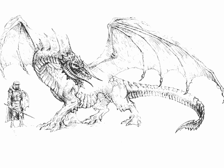 coloriage chevalier affrontant un dragon